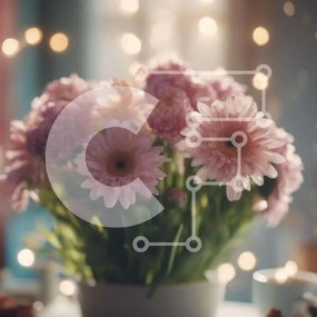 Σετ των 2 Intra Συλλεκτικό Ξύλινο Παζλ Plywood 4mm - Λευκό βάζο με ροζ λουλούδια στο τραπέζι Σε Ξύλινο Κουτί - Διαστάσεις: 10x10 cm – 25 κομμάτια