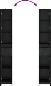 vidaXL Ντουλάπι Μπάνιου Μαύρη Δρυς 30 x 33 x 190 εκ.