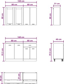 vidaXL Μονάδα κουζίνας LYON 4 pcs Γκρι Sonoma Επεξεργασμένο Ξύλο