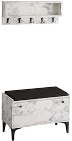 Έπιπλο Εισόδου Lena 393MRD1351 80x35x49cm Marble Effect White-Black Πλαστικό,Μοριοσανίδα