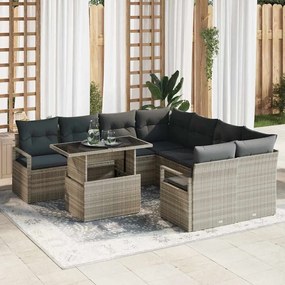 vidaXL Σετ Καναπέ Κήπου 9 pcs Ανοιχτό γκρι 100 x 55 x 73 εκ