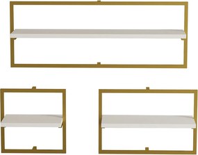 Ράφι Τοίχου Λευκό / Χρυσό SECON 80x20x30