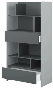 Βιβλιοθήκη Concept Pro Lenart AH153, Ανοιχτό, Με συρτάρια, Πλαστικοποιημένη μοριοσανίδα, Αριθμός συρταριών: 2, 178x92x46cm, 79 kg, Γραφίτης, Γκρι