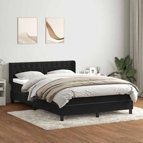 Κρεβάτι Boxspring με Στρώμα Μαύρο 160x210 εκ. Βελούδινο - Μαύρο