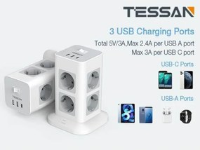 ΠΟΛΎΜΠΡΙΖΑ TOWER SURGE PROTECTOR TESSAN 11 IN 1 TPS03-DE-C