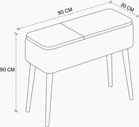 Κονσόλα Luno Megapap ύφασμα teddy χρώμα λευκό - pine oak 90x30x90εκ.