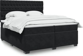 vidaXL Κρεβάτι Boxspring με Στρώμα Μαύρο 200x200 εκ. Βελούδινο