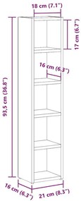 Ντουλάπια CD 2 τεμ. Γκρι Sonoma 21x16x93,5 εκ. Επεξεργ. Ξύλο - Γκρι