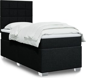 vidaXL Κρεβάτι Boxspring με Στρώμα Μαύρο 80 x 200 εκ. Υφασμάτινο