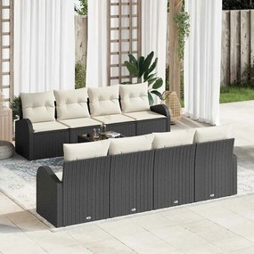 vidaXL Σετ Κήπου 9 Τεμαχίων με Μαξιλάρια Μαύρο Poly Rattan