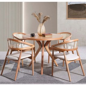 Τραπεζαρία Vegas (Σετ 5Τμχ) 117FRF1514 100x100x75cm Natural Four Seater Mdf, Wood