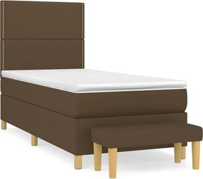 vidaXL Κρεβάτι Boxspring με Στρώμα Σκούρο Καφέ 100x200 εκ. Υφασμάτινο
