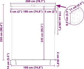 vidaXL Ρόλερ Ανθρακί 200 x 250 εκ. Ύφασμα και Αλουμίνιο