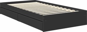 vidaXL Κρεβάτι Αποθήκης Μαύρο 100 x 200 cm Επεξεργασμένο Ξύλο