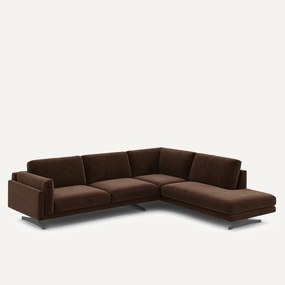 Γωνιακός καναπές με σεζλόνγκ από βελούδο chenille, César