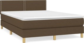 vidaXL Κρεβάτι Boxspring με Στρώμα Σκούρο Καφέ 140x200 εκ Υφασμάτινο