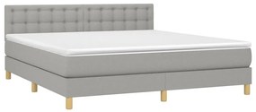 Κρεβάτι Boxspring με Στρώμα Ανοιχτό Γκρι 180x200 εκ. Υφασμάτινο - Γκρι