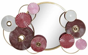 Τοίχο καθρέφτη DKD Home Decor Λευκό Ροζ Χρυσό Σύγχρονη Κύκλους 116 x 8 x 71 cm