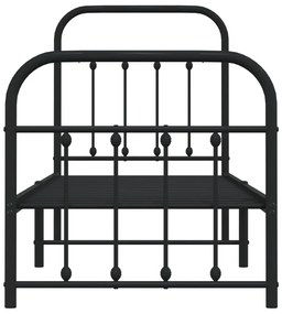 vidaXL Πλαίσιο Κρεβατιού με Κεφαλάρι&amp;Ποδαρικό Μαύρο 75x190 εκ. Μέταλλο