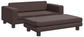 vidaXL Καναπές Παιδικός με Υποπόδιο Καφέ 100 x 50 x 30 εκ. Συνθ. Δέρμα