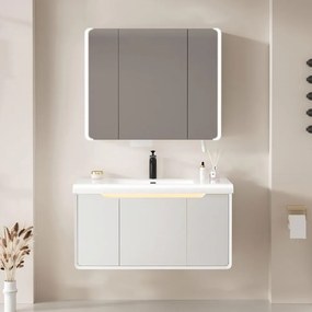 Σετ Επίπλου Mπάνιου MICHELE 100 Plywood Silver 100x45x135 εκ.