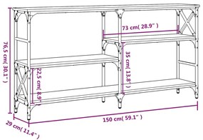 Τραπέζι Κονσόλα Μαύρο 150x29x76,5 εκ. Επεξεργασμένο Ξύλο - Μαύρο