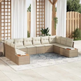 vidaXL Σετ Καναπέ Κήπου 10 pcs μπεζ και κρεμ 344 x 209 x 85 εκ