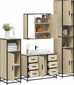 vidaXL Σετ Επίπλων Μπάνιου 4 Τεμαχίων Sonoma Δρυς Επεξεργασμένο Ξύλο