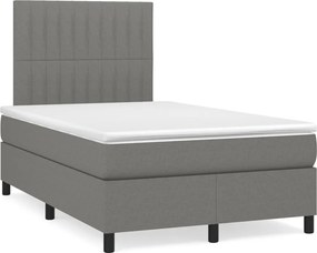 vidaXL Κρεβάτι Boxspring με Στρώμα Σκούρο Γκρι 120x200 εκ. Υφασμάτινο
