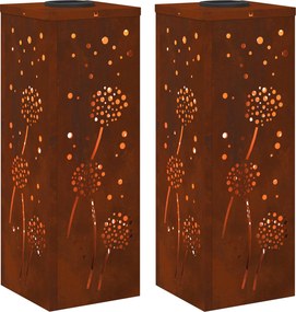 vidaXL Ηλιακό LED Φως Δρόμου 2 pcs Θερμό λευκό 18 x 18 x 50 εκ.