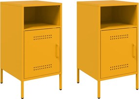 vidaXL Κομοδίνα 2 τεμ. Μουσταρδί 36 x 39 x 68 εκ. από Χάλυβα