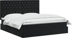 vidaXL Κρεβάτι Ottoman με στρώμα Μαύρο 140 x 190 cm Βελούδο