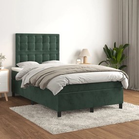 ΚΡΕΒΑΤΙ BOXSPRING ΜΕ ΣΤΡΩΜΑ ΣΚΟΥΡΟ ΠΡΑΣΙΝΟ 120X200ΕΚ. ΒΕΛΟΥΔΙΝΟ 3143256