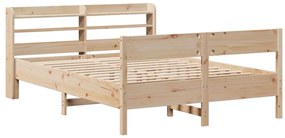 vidaXL Σκελετός Κρεβατιού Χωρίς Στρώμα 150x200 εκ Μασίφ Ξύλο Πεύκου
