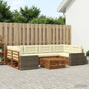 vidaXL Σειρά Καναπέ Εξωτερικού 7 pcs Φυσικό και Κρέμα Πολυεστέρας