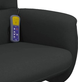 vidaXL Πολυθρόνα Μασάζ Ανακλινόμενη με Υποπόδιο Μαύρη Υφασμάτινη