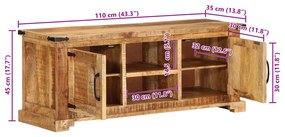 Έπιπλο Τηλεόρασης 110x35x45 εκ. Ακατέργαστο Μασίφ Ξύλο Μάνγκο - Καφέ