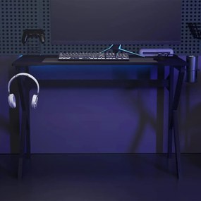 vidaXL Γραφείο Gaming Μαύρο 110 x 60 x 75 εκ. με Πόδια σε Σχήμα Κ