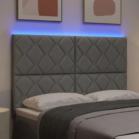 vidaXL LED κεφαλάρι Ανοιχτό γκρι 144 cm ύφασμα