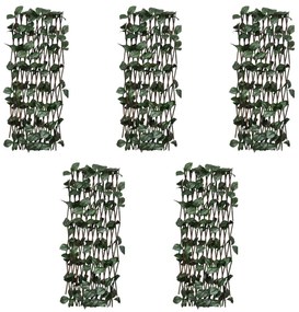 vidaXL Καφασωτό Φράχτης με Τεχνητά Φύλλα 5 τεμ. 180 x 90 εκ. από Ιτιά