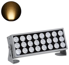 GloboStar FLOOD-ZENA 90219 Προβολέας Wall Washer για Φωτισμό Κτιρίων LED 60W 5400lm 3° DC 24V Αδιάβροχο IP65 L37 x W9 x H26.5cm Θερμό Λευκό 2700K - Ασημί - 3 Years Warranty