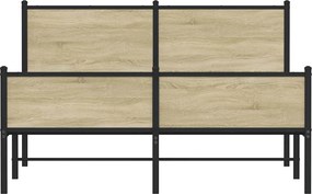 vidaXL Σκελετός Κρεβ. Χωρίς Στρώμα Sonoma Δρυς 150x200 εκ. Μεταλλικό