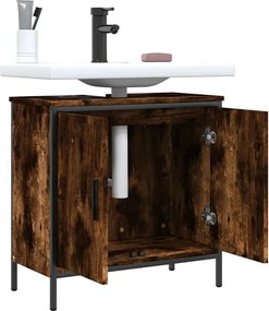 vidaXL Ντουλάπι Νιπτήρα Μπάνιου Καπνιστή Δρυς 60x30x60 εκ. Επεξ. Ξύλο