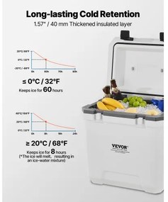 VEVOR Portable Cooler 38 QT Insulated Cooler 54 Can Capacity with Cup Holder