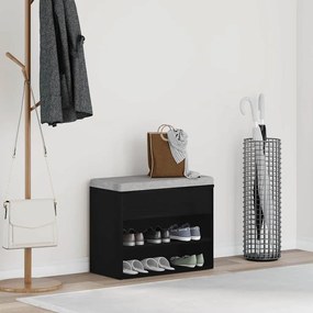 vidaXL Παγκάκι Χαλού Μαύρο Οξιά 60x30x45 εκ. Επεξεργασμένο Ξύλο