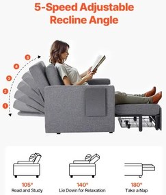 VEVOR Sleeper Sofa Bed with Side Pocket Pillow Desk Board 5 Adjustable Backrest