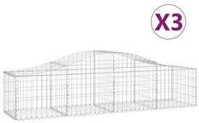 vidaXL Συρματοκιβώτια Τοξωτά 3 τεμ. 200x50x40/60 εκ. Γαλβαν. Ατσάλι