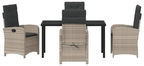 vidaXL Σέτ φαγητού για κήπο 5 pcs Ανοιχτό γκρι συνθετικό ρατάν