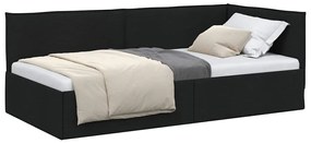 vidaXL Κρεβάτι Γωνίας με κεφαλάρι Μαύρο 90 x 200 cm ύφασμα