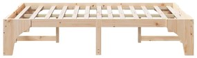 vidaXL Κρεβάτι δαπέδου με αποθήκευση Καφέ 135 x 190 cm Ξύλο πεύκου